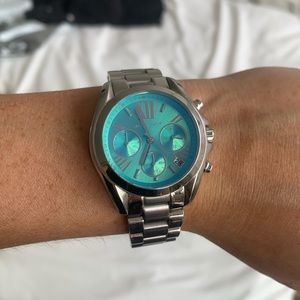 Michael Kors Silver Watch w/ Turquoise Face